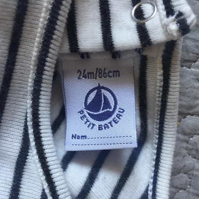 PETIT BATEAU(プチバトー)のプチバトー 24m 裏起毛 フリルワンピース マリニエール キッズ/ベビー/マタニティのベビー服(~85cm)(ワンピース)の商品写真