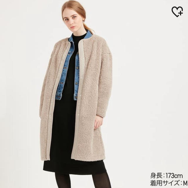 UNIQLO(ユニクロ)のUNIQLO ボアフリースノーカラーコート レディースのジャケット/アウター(ノーカラージャケット)の商品写真