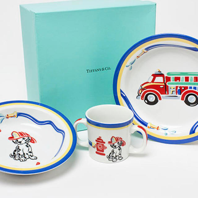 「Tiffany Fire Station(ボーイズブルー）キッズ食器3点セット