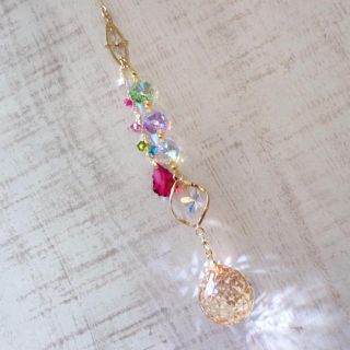 スワロフスキー(SWAROVSKI)の2連☆ゴールド✴︎スワロフスキー  サンキャッチャー✴︎ボルドー(モビール)