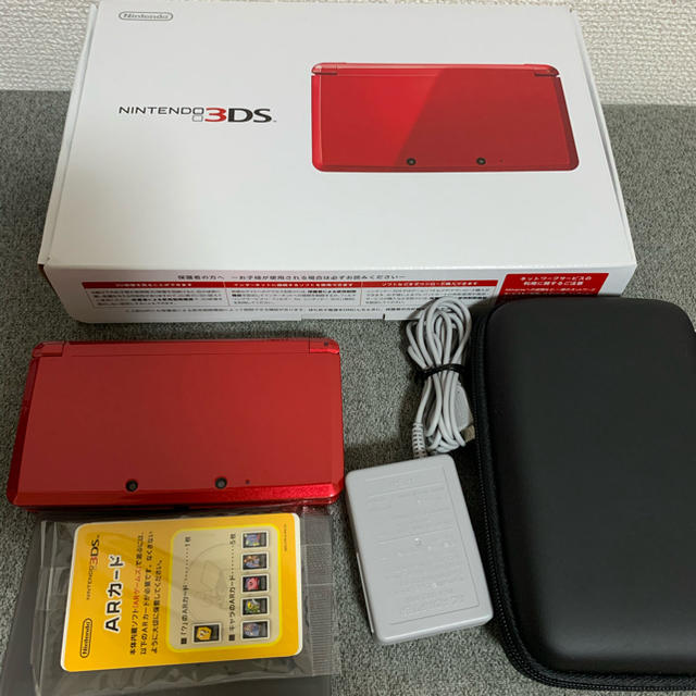 【美品】Nintendo 3DS  本体メタリックレッド ケース付き携帯用ゲーム機本体