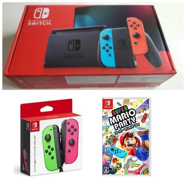 新型 任天堂Switch 本体＋マリオパーティ＋Joy-Con緑ピンク セット