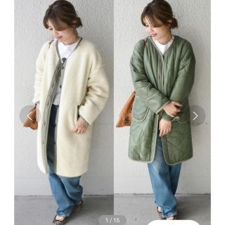 アルファインダストリーズ(ALPHA INDUSTRIES)のalpha ボアライナーリバーシブルVネックコート(ロングコート)