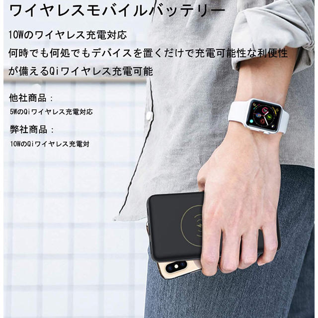 モバイルバッテリー ワイヤレス充電 予備充電器 スマホ/家電/カメラのスマートフォン/携帯電話(バッテリー/充電器)の商品写真