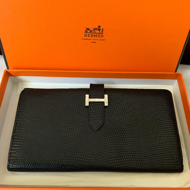 低価格 Hermes - a HERMES ベアン リザード 黒 財布 - journeyhomevets.org