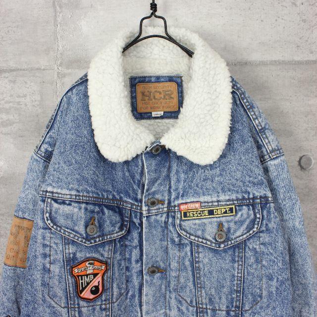 USA 古着 HOT CREW DEPT ビッグシルエット ボア Gジャン メンズのジャケット/アウター(Gジャン/デニムジャケット)の商品写真