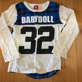 ベビードール(BABYDOLL)のキッズ ボーイズ 長袖 Tシャツ 130 白 青 チェック BABYDOLL(Tシャツ/カットソー)