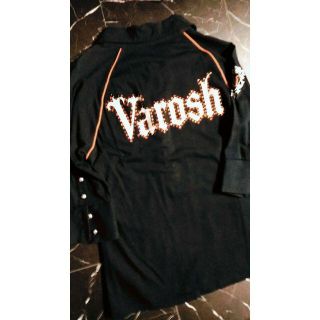 ヴァロッシュ(Varosh)のVAROSHレッドラインストーン7分袖ポロシャツ/サーフ系Rock アメカジ(ポロシャツ)