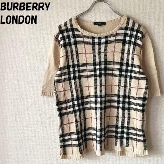 バーバリー(BURBERRY)の【人気】バーバリー ロンドン ノバチェック 半袖ニット サイズ42 レディース(ニット/セーター)