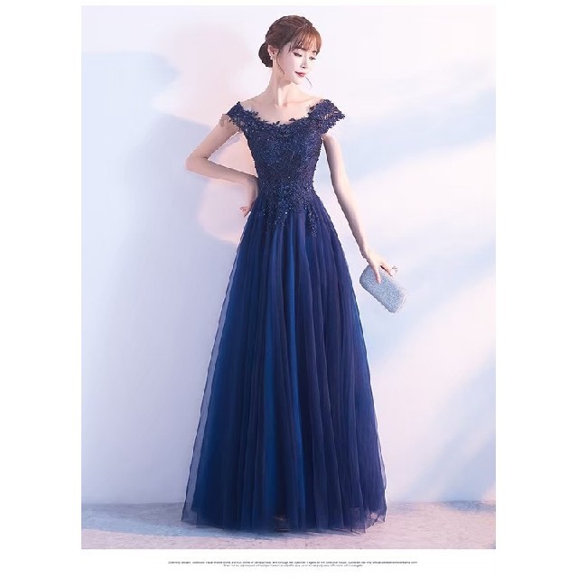 Mサイズ　ブルー　ロングドレス レディースのフォーマル/ドレス(ロングドレス)の商品写真