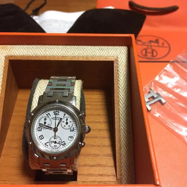 SALE】 Hermes エルメス クリッパー クロノ ホワイト CL1.310