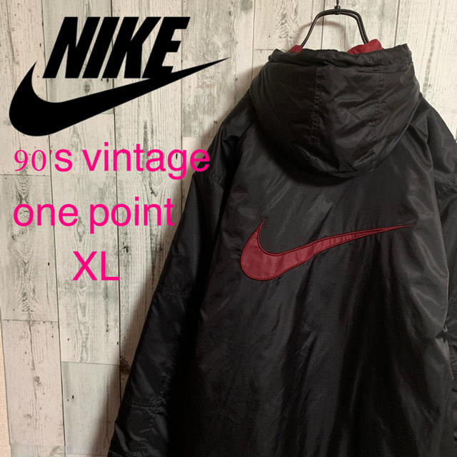 90's  NIKE ナイキ  銀タグ スウォッシュ 中綿ナイロンベンチコート