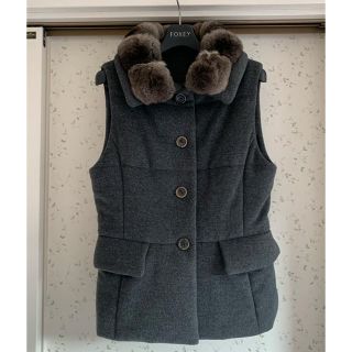 FOXEY - FOXEY フォクシー チンチラ付中綿カシミヤベスト 38の