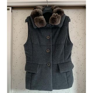 美品　FOXEY フォクシー　チンチラ　カシミヤウール　中綿　ベスト