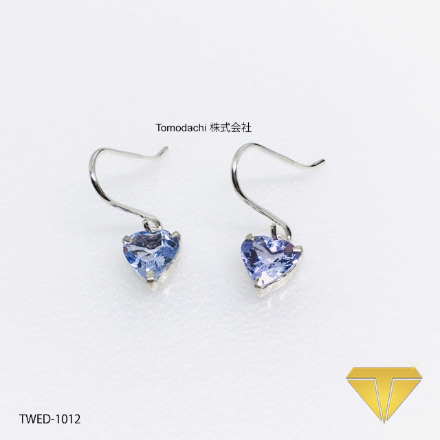 K18WG Aquamarine Dangle Heart レディースイヤリングイヤリング