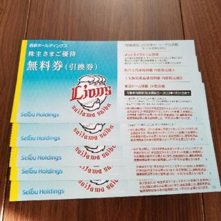 サイタマセイブライオンズ(埼玉西武ライオンズ)の西武ホールディングス　株主優待　野球チケット5枚(野球)