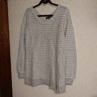 ミッシュマッシュ(MISCH MASCH)のMISCH MASCH☆ニット ロング パール ラメ グレー系 M(ニット/セーター)