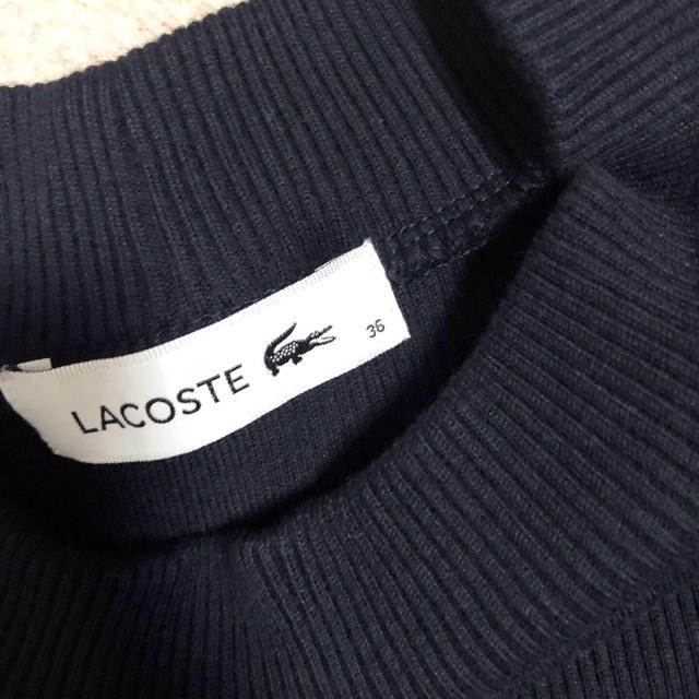 LACOSTE(ラコステ)の試着のみ ラコステ リブ ハイネック ネイビー 紺色 36 レディースのトップス(カットソー(長袖/七分))の商品写真