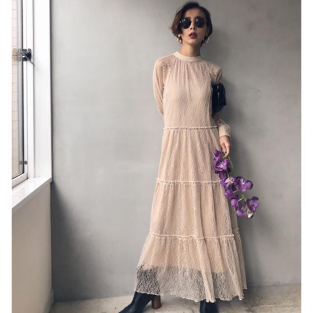 SHIRRING SHEER DRESS  【⠀タグつき未使用 】