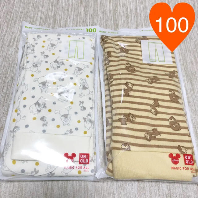 UNIQLO(ユニクロ)の♥︎chiffon様専用♥︎ユニクロ レギンス プーさん チップとデール 100 キッズ/ベビー/マタニティのキッズ服女の子用(90cm~)(パンツ/スパッツ)の商品写真