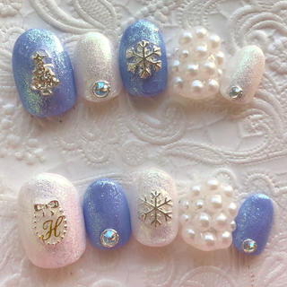 スノーネイル♡雪の結晶♡クリスマスツリー♡ コスメ/美容のネイル(つけ爪/ネイルチップ)の商品写真