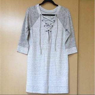 アバクロンビーアンドフィッチ(Abercrombie&Fitch)の美品☆Abercrombie&Fitch☆編み上げワンピース☆L(ひざ丈ワンピース)