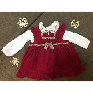 ベベ(BeBe)の☆着画あり:クリスマスにもぴったり☆べべルダクティオンの可愛い赤いワンピース M(ワンピース)