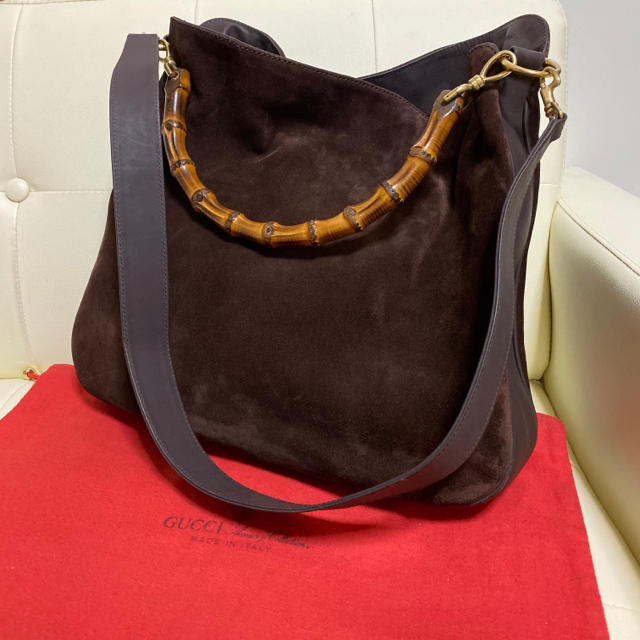 美品 GUCCI オールドグッチ バンブー 2way ショルダー バッグ 茶