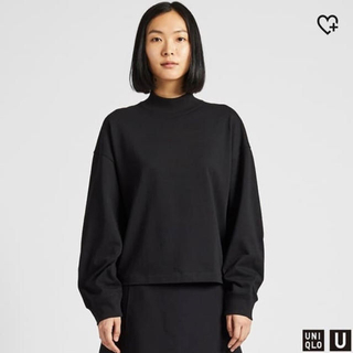 ユニクロ(UNIQLO)のユニクロ　モックネックＴ   黒　　ＸＬ(Tシャツ(長袖/七分))