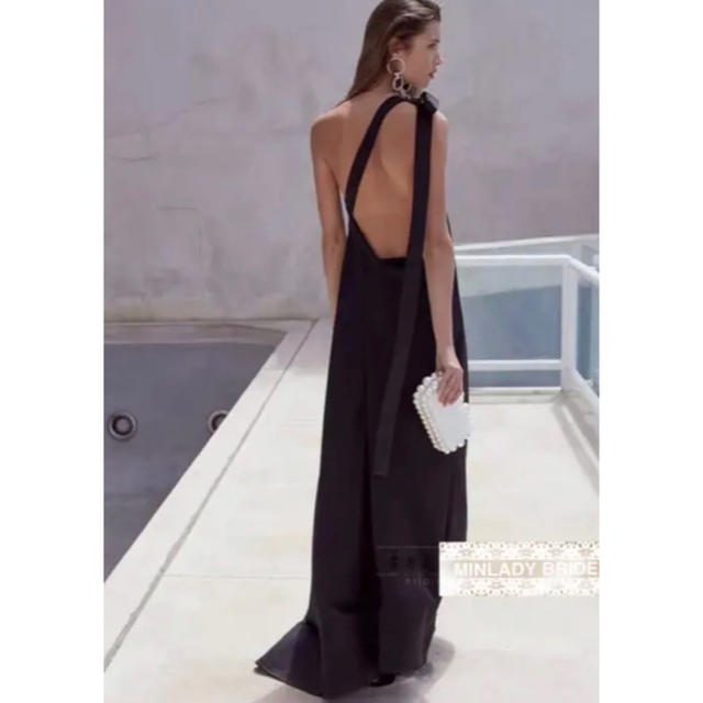 ファッションデザイナー 【新品】ワンショルダー ロングドレス オープンバック シンプル  #ma265 ロングドレス