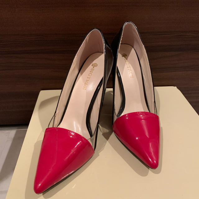 赤黒クリア　パンプス　37 レディースの靴/シューズ(ハイヒール/パンプス)の商品写真