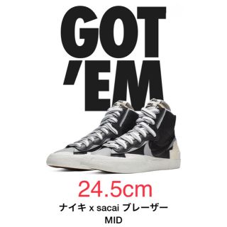 ナイキ(NIKE)の【24.5cm】sacai × ナイキブレーザー MID BLACK ブレザー(スニーカー)