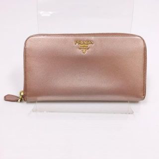 プラダ(PRADA)のPRADA プラダ サフィアーノメタル ラウンドファスナー 長財布 ピンク系(財布)