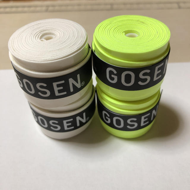 GOSEN(ゴーセン)のGOSENグリップテープ 白とフラッシュイエロー2個ずつ 計4個 スポーツ/アウトドアのスポーツ/アウトドア その他(バドミントン)の商品写真