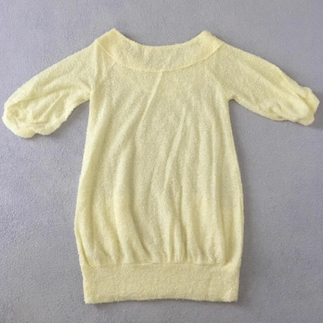 k。☆五分袖もこもこニットセーター 薄黄色 レディースのトップス(ニット/セーター)の商品写真