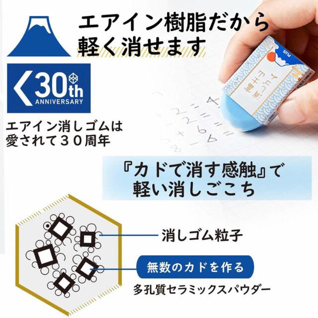 PLUS(プラス)の富士山消しゴム　3個セット インテリア/住まい/日用品の文房具(消しゴム/修正テープ)の商品写真