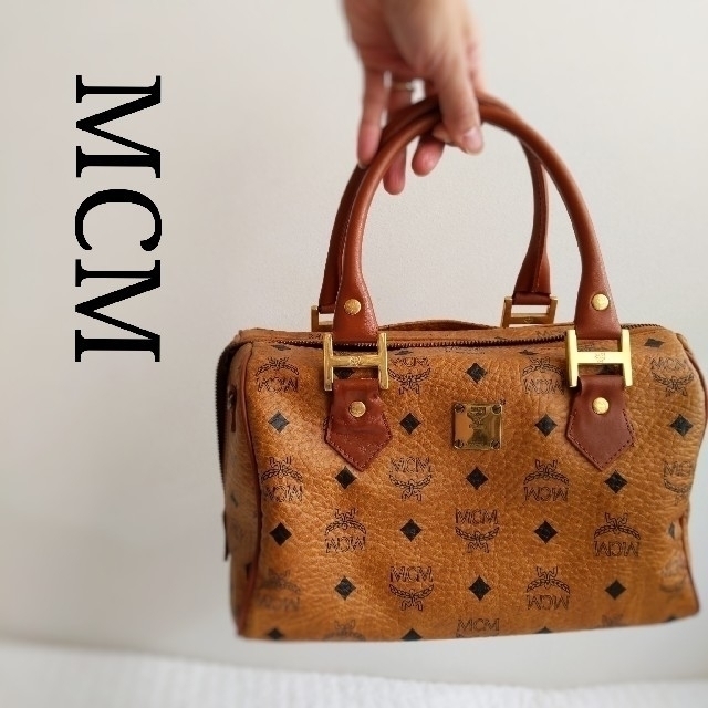 MCM(エムシーエム)のMCM ロゴ　ミニ　ボストン　レザー　ヴィンテージ　古着　レディース レディースのバッグ(ハンドバッグ)の商品写真