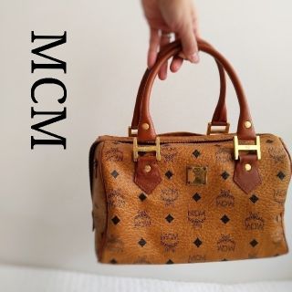 エムシーエム(MCM)のMCM ロゴ　ミニ　ボストン　レザー　ヴィンテージ　古着　レディース(ハンドバッグ)