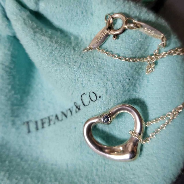 Tiffany & Co.(ティファニー)のtiffany ティファニー　オープンハートネックレス　ストーン　シルバー925 レディースのアクセサリー(ネックレス)の商品写真