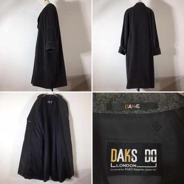 DAKS - ダックス ロングコート グレー ウール 一つボタン アルパカ混