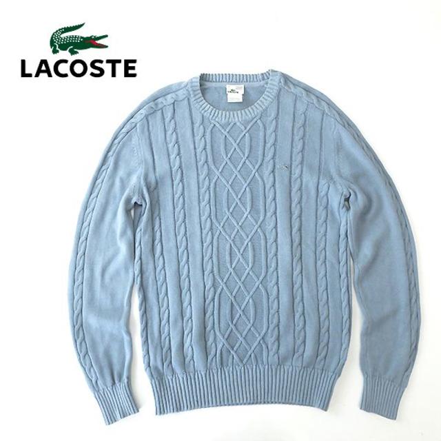 フランス企画 LACOSTE　ビンテージウォッシュド◎ケーブル編みセーター