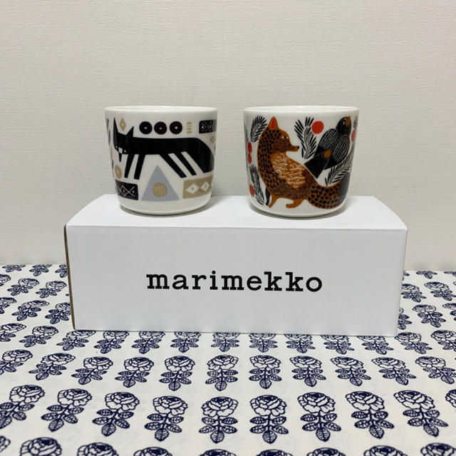 marimekko(マリメッコ)のmarimekko マリメッコ　キツネ柄　ラテマグ２種　新品送料込 インテリア/住まい/日用品のキッチン/食器(食器)の商品写真