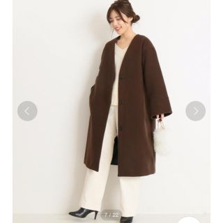 スピックアンドスパン(Spick & Span)のスピック一度短時間試着程度のみMITTERNACHT ノーカラーVネックコート(ノーカラージャケット)