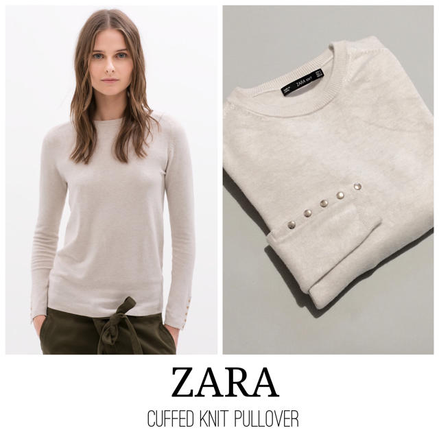 ZARA - 美品!袖ボタン付きクルーネックニット Sの通販 by ZARA - 美品!袖ボタン付きクルーネックニット Sの通販 by