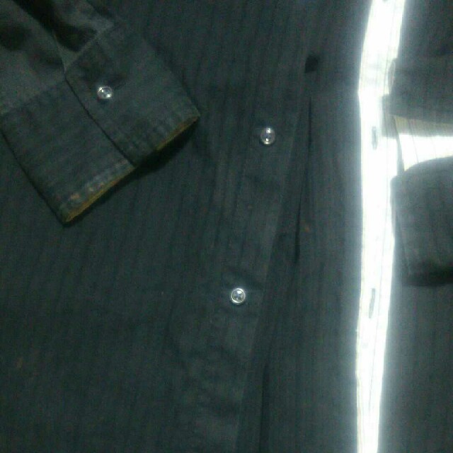 ABAHOUSE(アバハウス)のABAHOUSE 長袖シャツ サイズ2 黒 ストライプシャツ アバハウス 中古 メンズのトップス(シャツ)の商品写真