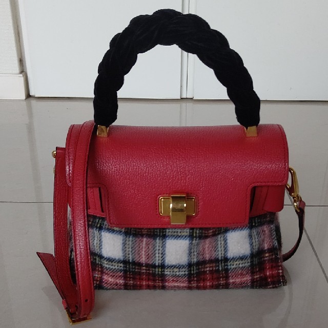 miu miu 赤チェック2waybag