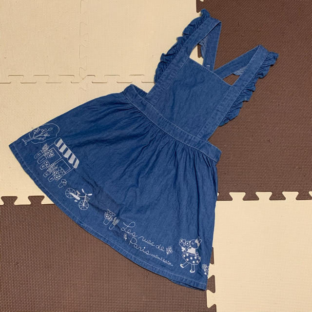 KP(ニットプランナー)のKP みみちゃん刺繍 デニムジャンパースカート 120 キッズ/ベビー/マタニティのキッズ服女の子用(90cm~)(ワンピース)の商品写真