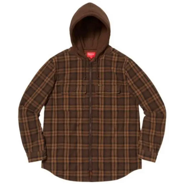 メンズsupreme Hooded Plaid Word Shirt