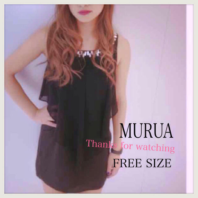 MURUA(ムルーア)のMURUA/ビジュー付きエアリーOP レディースのワンピース(ミニワンピース)の商品写真