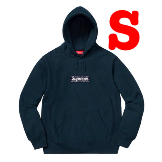 新品 supreme シュプリーム ボックスロゴ バンダナ パーカー ネイビーS